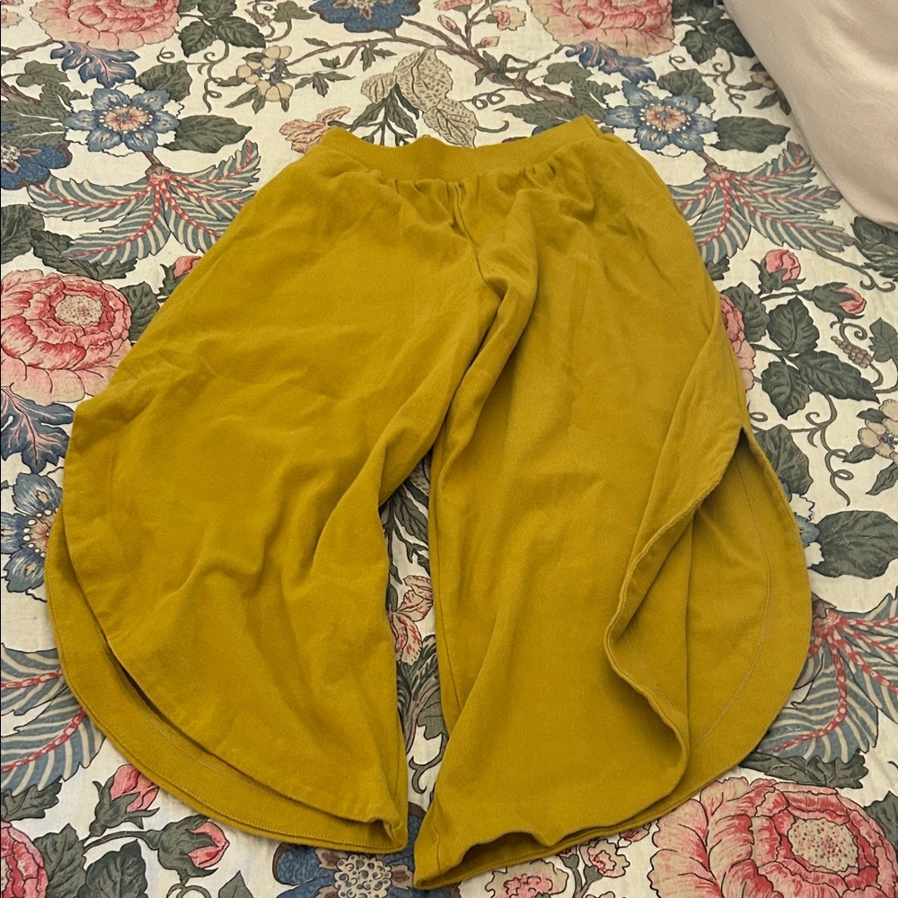 Free People Beach Mustard Yellow Wide-Leg Sweatpants - Picture 4 of 4